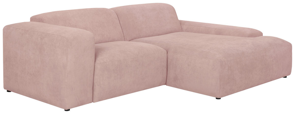 ECKSOFA HANNAH Rosa Cord  - Schwarz/Rosa, Design, Kunststoff/Textil (252/170cm) - MID.YOU
