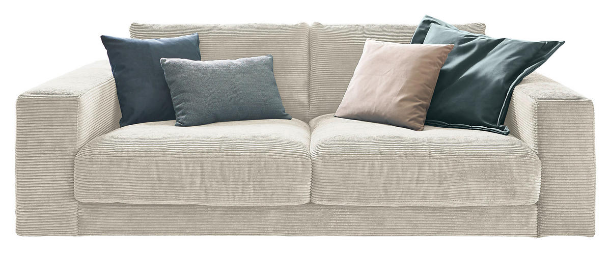 2-SITZER-SOFA in Cord Weiß  - Schwarz/Weiß, Design, Kunststoff/Textil (230/85/127cm) - Hom`in