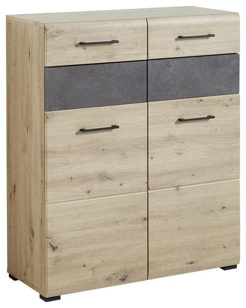 SCHUHSCHRANK Grau, Eichefarben  - Eichefarben/Schwarz, Design, Holzwerkstoff/Metall (84/104/40cm) - Voleo