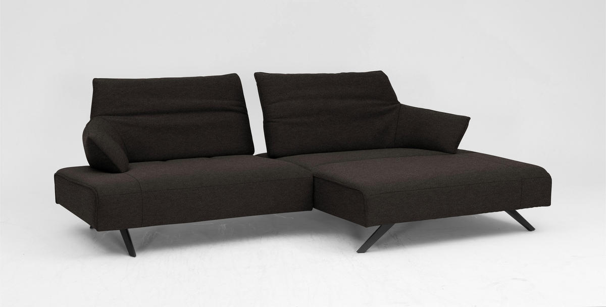 ECKSOFA in Struktur Dunkelgrau  - Dunkelgrau/Anthrazit, Design, Textil/Metall (276/165cm) - Himolla