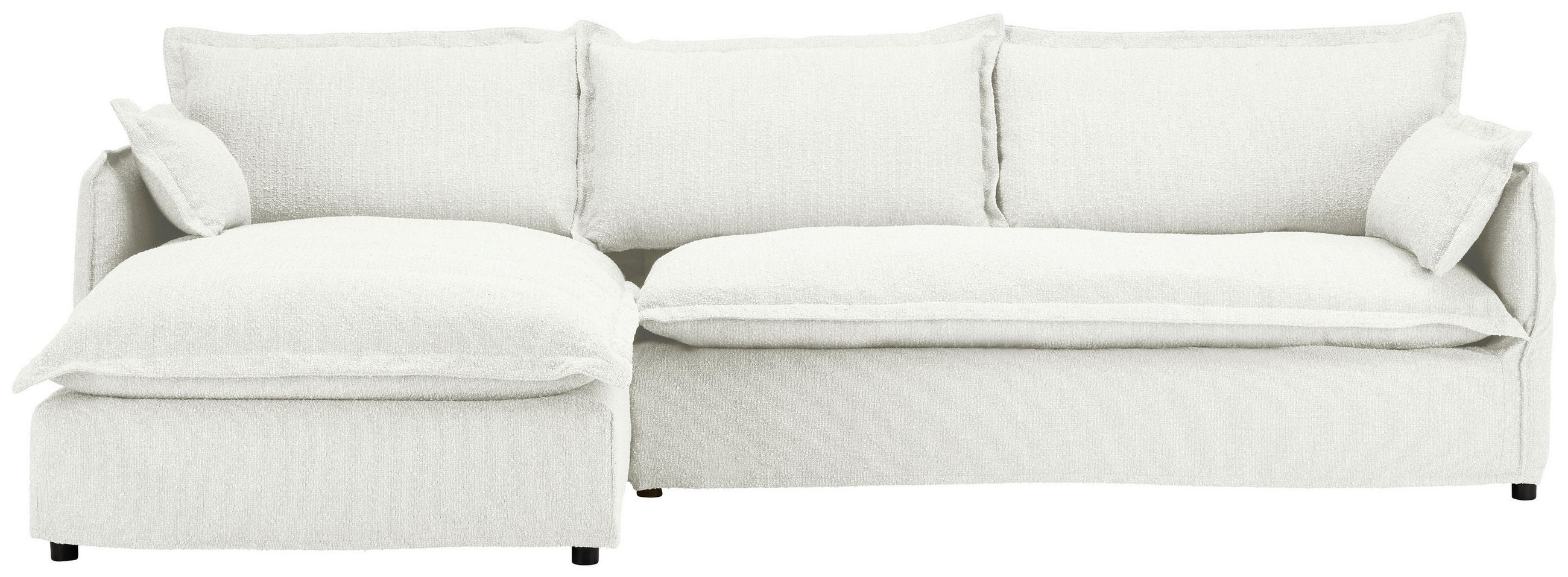 HUSSEN-ECKSOFA in Flachgewebe, Bouclé Weiss - Weiss/Schwarz, Trend, Textil/Metall (165/295cm) - Livetastic
