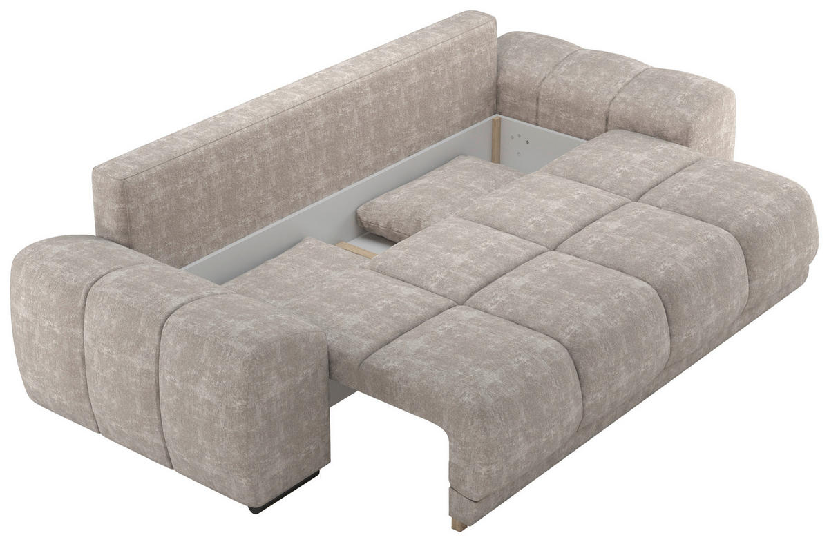 BIGSOFA Chenille Grau  - Schwarz/Grau, KONVENTIONELL, Kunststoff/Textil (266/89/104cm) - Carryhome