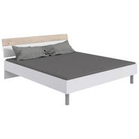 BETT 180/200 cm  in Weiß, Eichefarben, Hickory  - Eichefarben/Alufarben, Design, Metall (180/200cm) - Boxxx