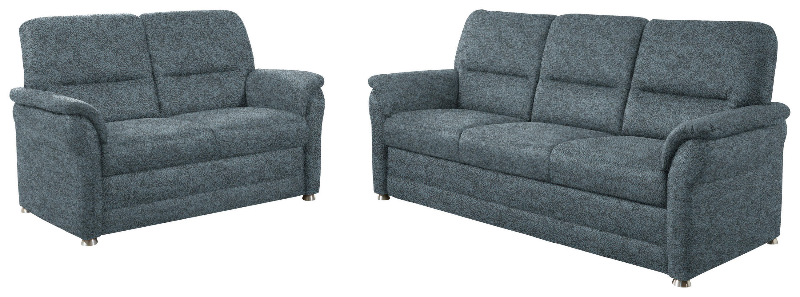 SITZGARNITUR in Mikrofaser Graublau  - Graublau/Alufarben, Konventionell, Textil/Metall (192/96/89cm) - Beldomo Comfort