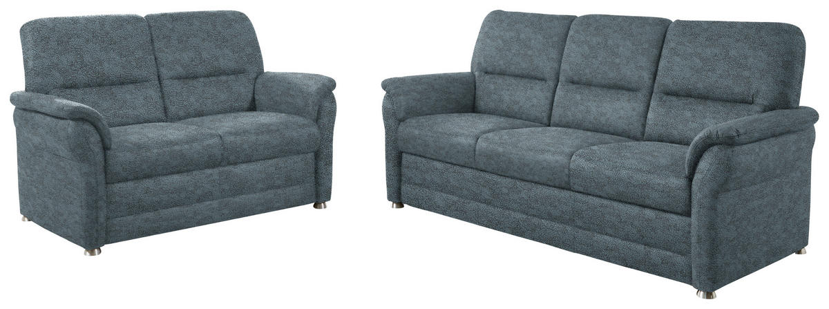 SITZGARNITUR Mikrofaser Graublau  - Graublau/Alufarben, KONVENTIONELL, Textil/Metall (192/96/89cm) - Beldomo Comfort