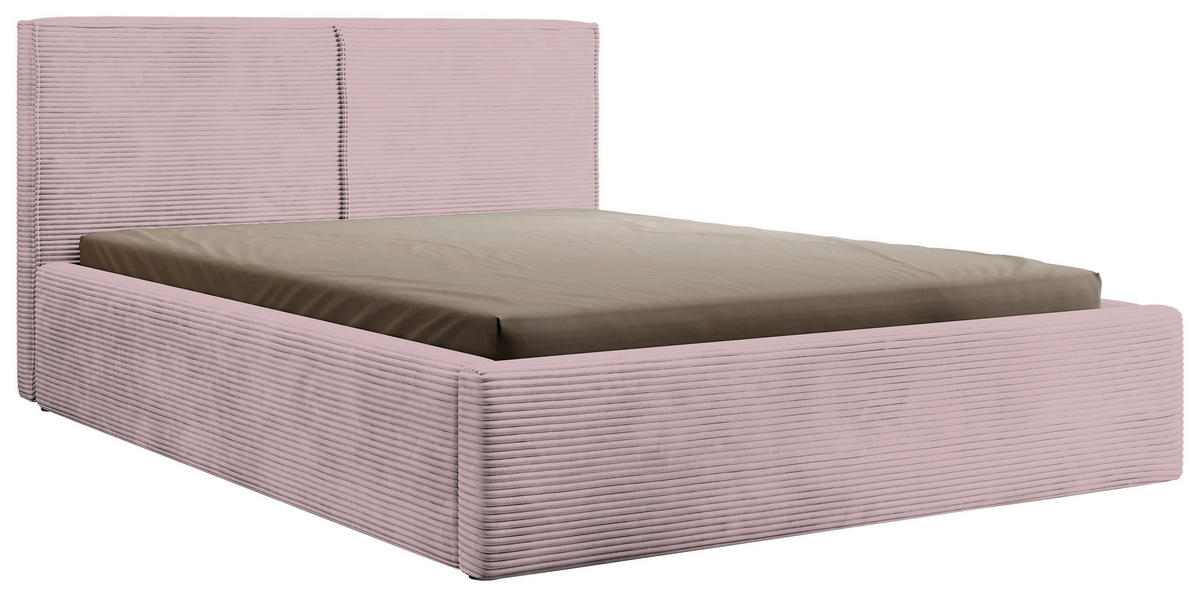 PAT TAPIțAT 180/200 cm  in roz  - roz/negru, Modern, lemn/metal (180/200cm) - MID.YOU