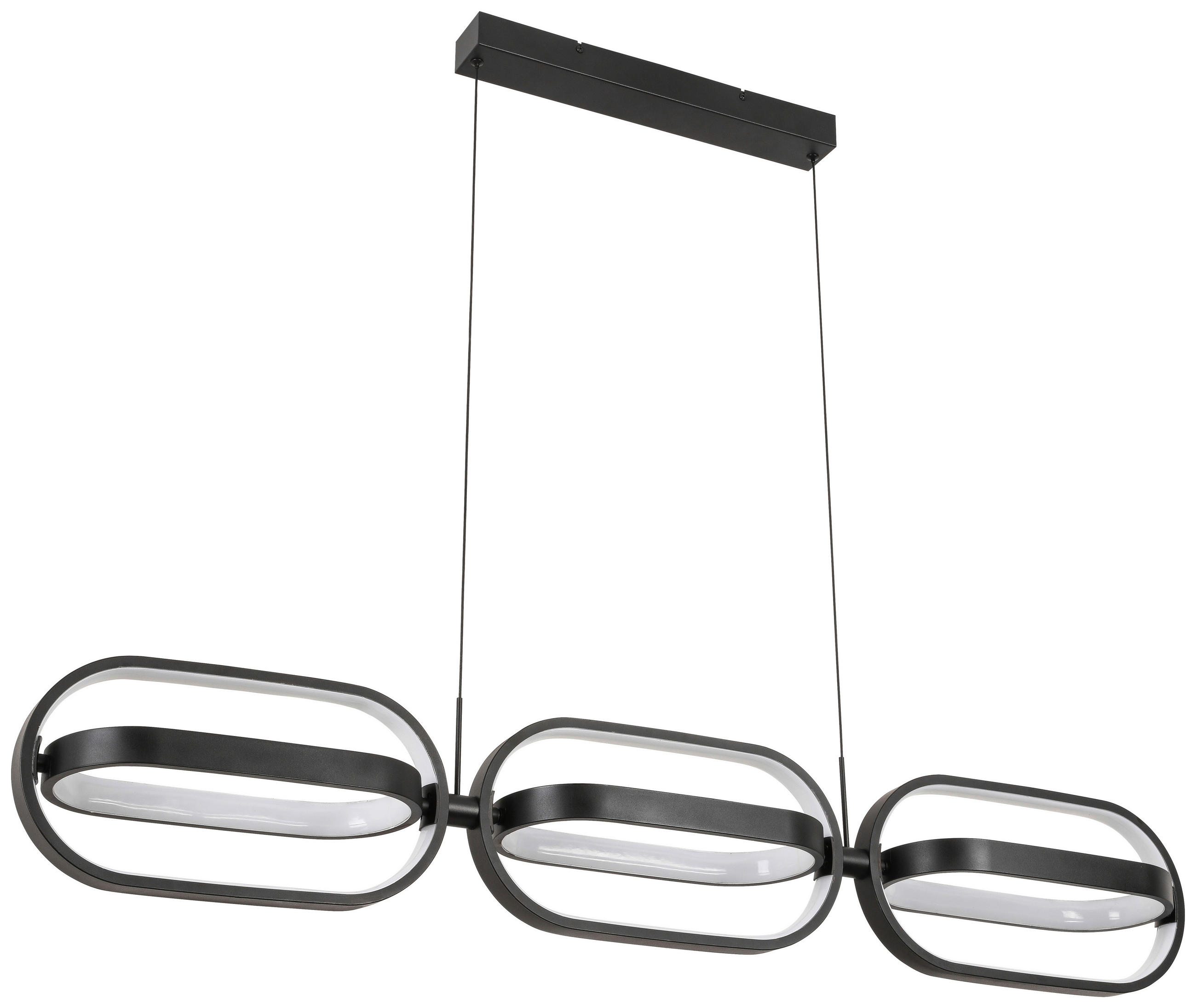 ZÁVESNÉ LED SVIETIDLO, 123/21/250 cm  - čierna, Design, kov/plast (123/21/250cm) - Novel