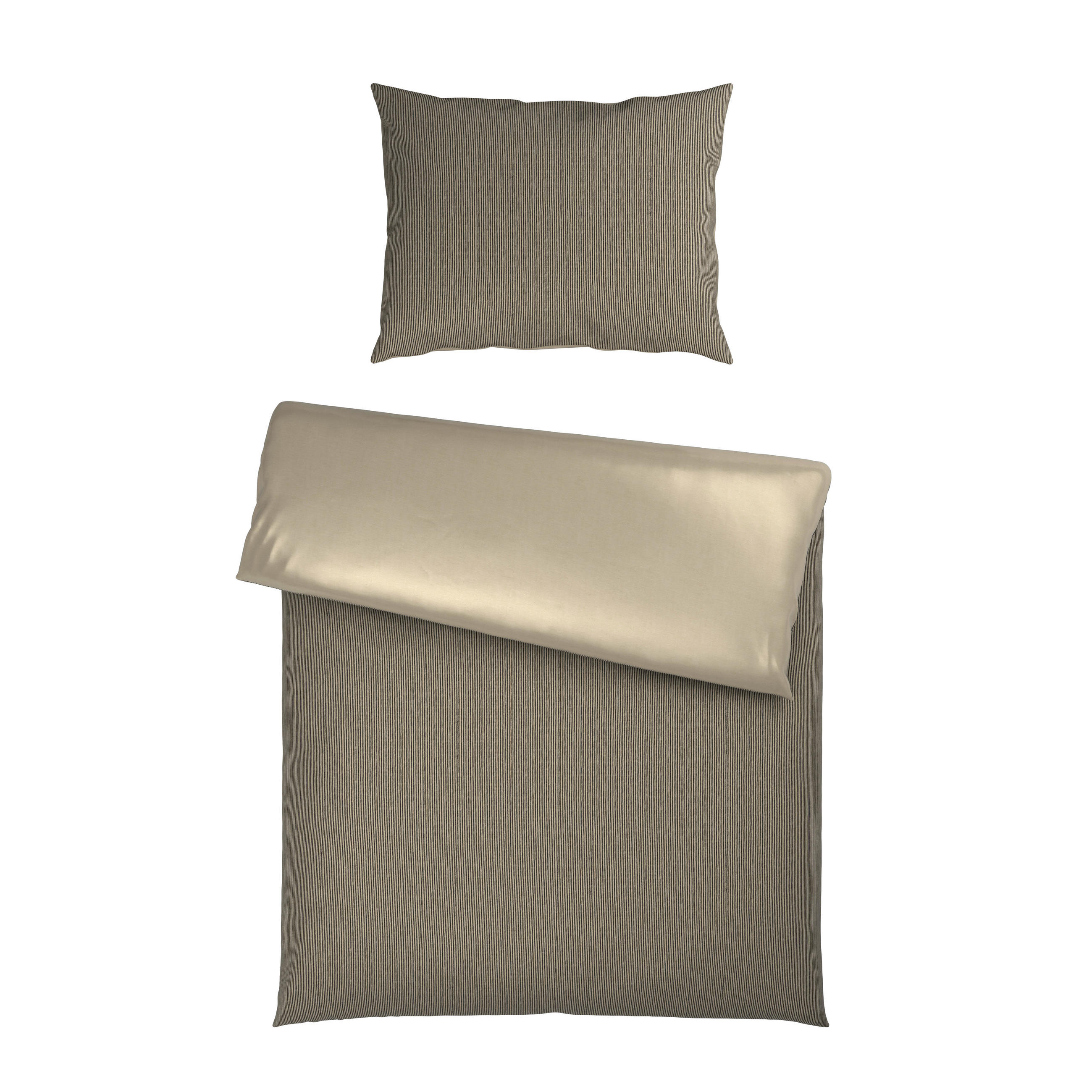 BETTWÄSCHESET Satin 160/210 cm  65 cm/100 cm  - Taupe, Textil (160/210cm) - Bio:Vio