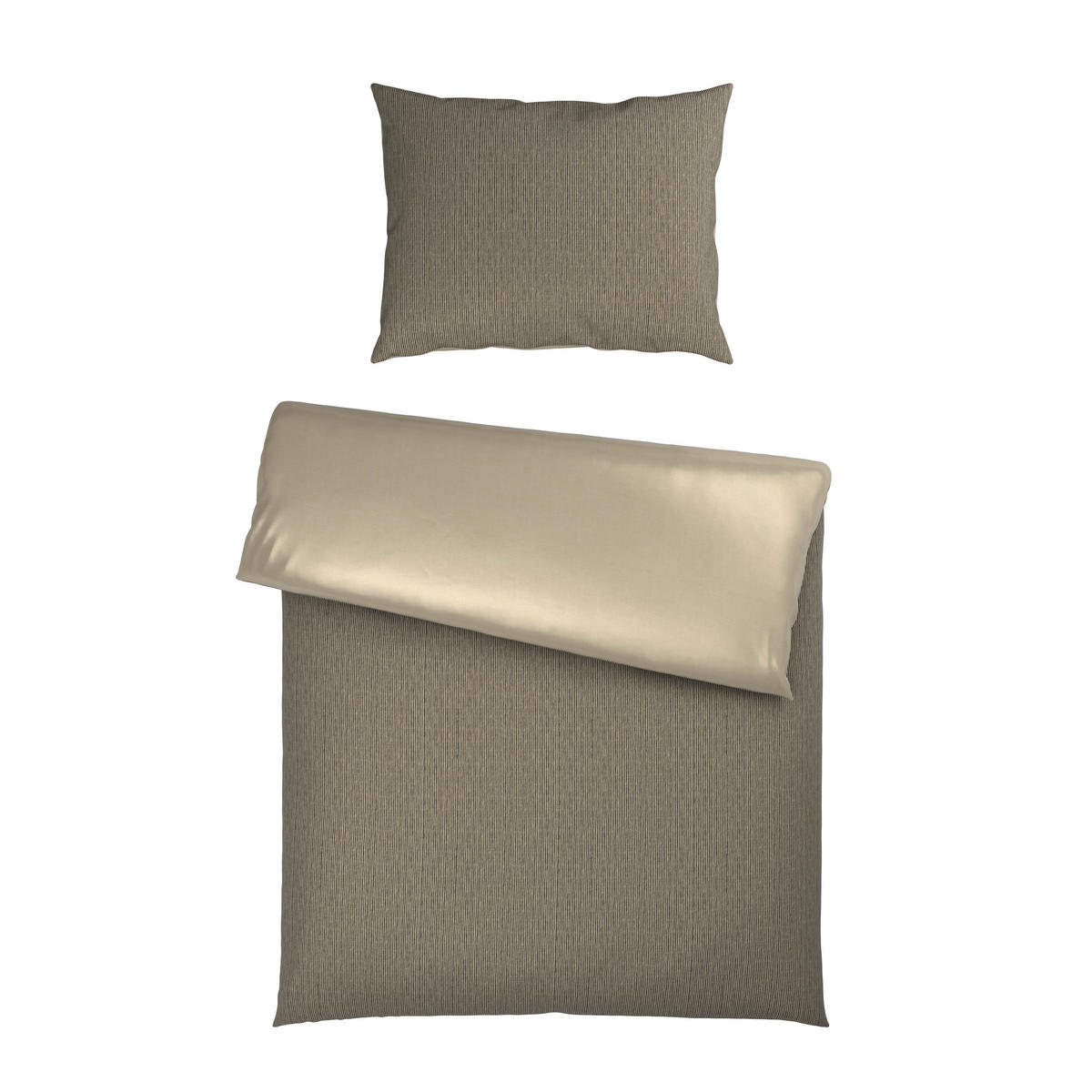 BETTWÄSCHESET Satin 160/210 cm  65 cm/100 cm  - Taupe, Textil (160/210cm) - Bio:Vio