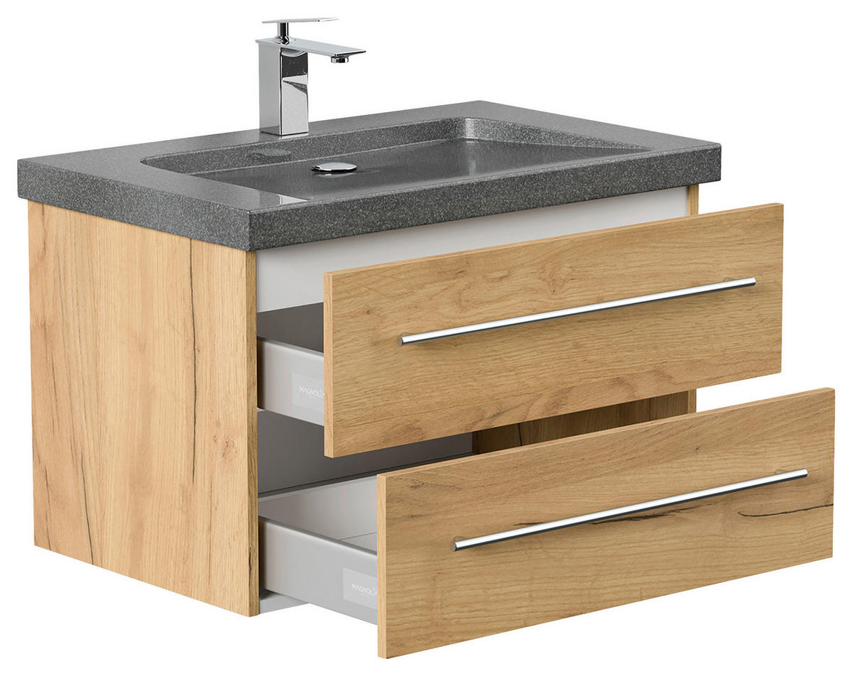 WASCHTISCHKOMBI 75 cm  - Eichefarben, Basics, Holzwerkstoff/Stein (75cm) - MID.YOU