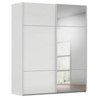 SCHWEBETÜRENSCHRANK in Grau, Weiss  - Weiss/Grau, Konventionell, Glas/Holzwerkstoff (201/223/68cm) - Novel