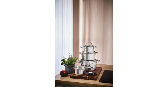 KOCHTOPFSET 4-teilig  - Klar/Edelstahlfarben, Basics, Glas/Metall - Homeware Profession.