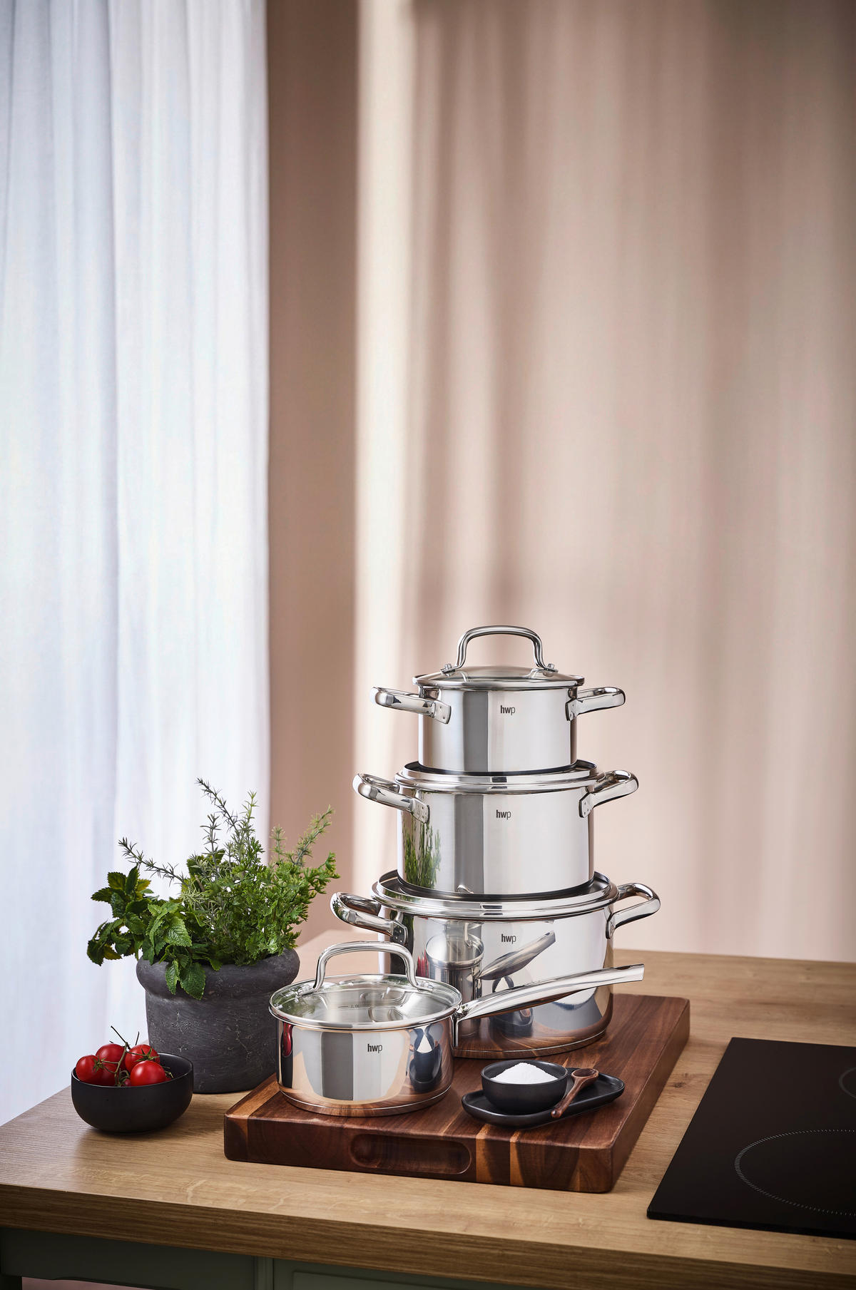 Set De Oale 4 piese  - străveziu/culoare inox, Basics, sticlă/metal - Homeware Profession.