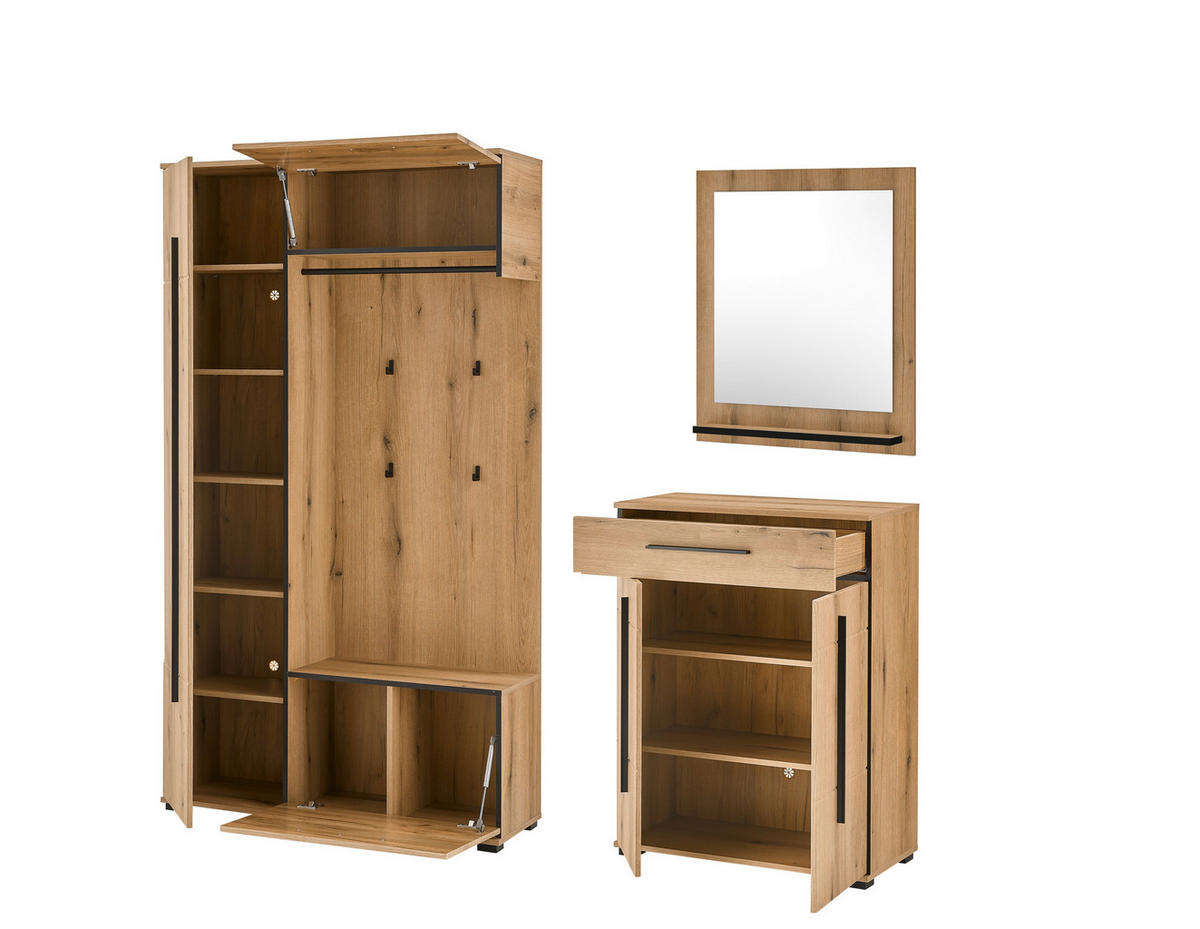 GARDEROBE 4-teilig  in 201/201/39 cm  - Eichefarben, MODERN, Holzwerkstoff (201/201/39cm) - MID.YOU