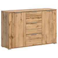KOMMODE  in 135/86/41 cm  - Eiche Wotan/Silberfarben, Design, Holzwerkstoff/Kunststoff (135/86/41cm)