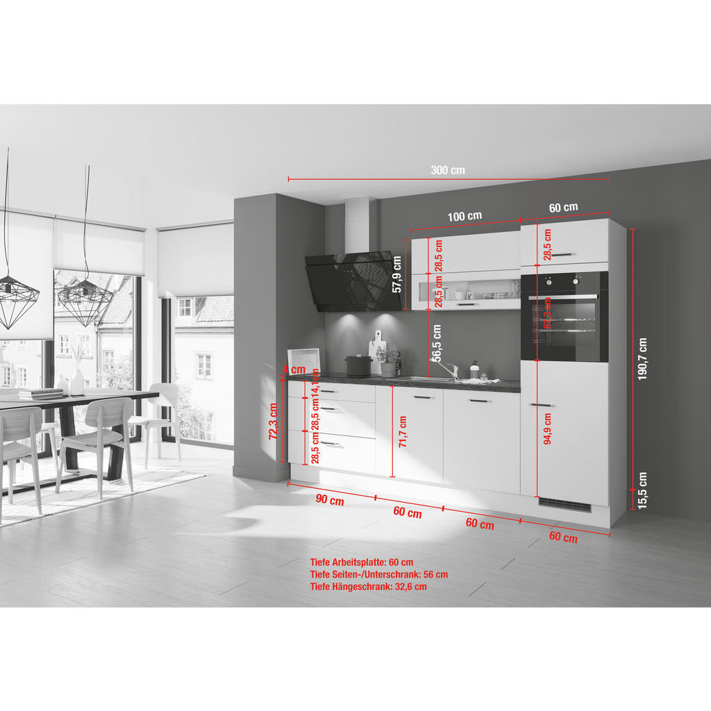 Thumbnail - Impuls Küchenleerblock IP 1200, Grau, Holzwerkstoff, 3 Schubladen, nur wie online abgebildet bestellbar, 270 cm, Pefc, G...