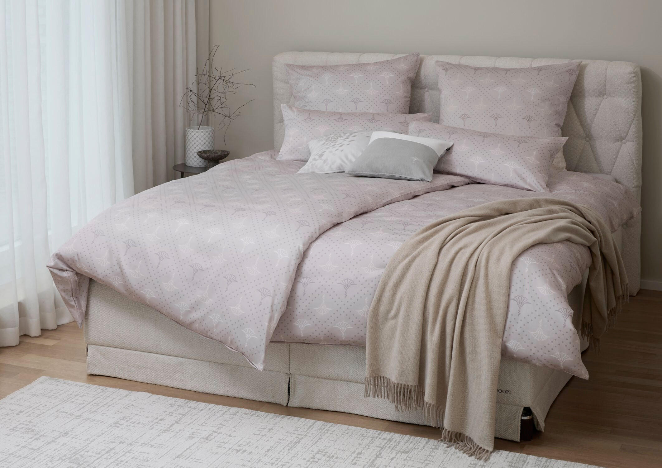 BETTWÄSCHESET Makosatin 160/210 cm  100 cm/65 cm  - Grau, Design, Textil (160/210cm) - Joop!