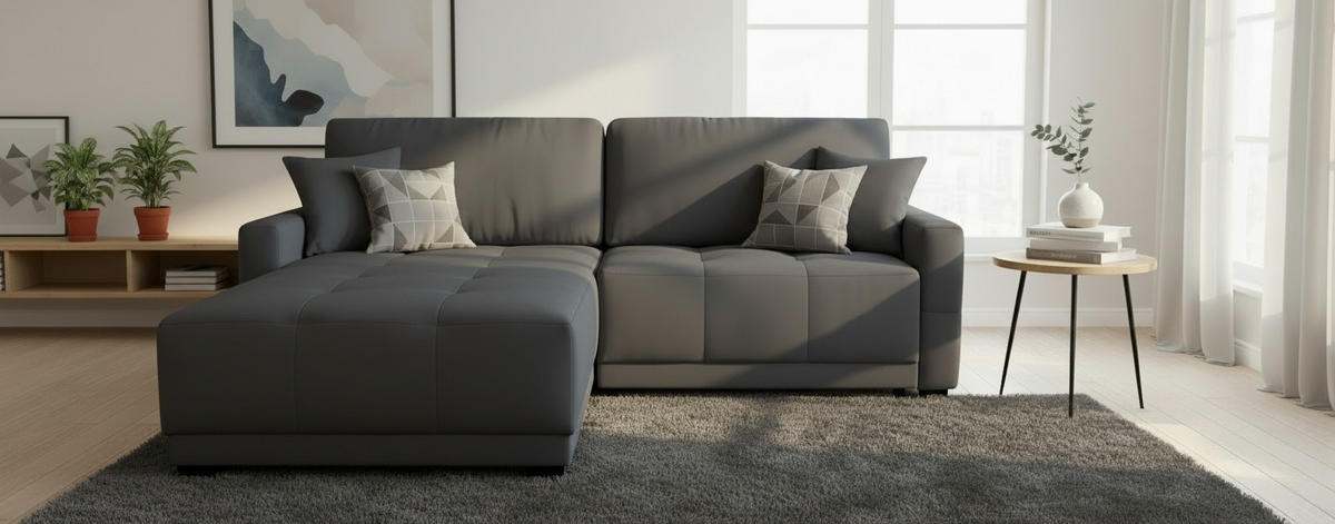 ECKSOFA Anthrazit Chenille, Struktur  - Anthrazit, Design, Textil (237/186cm) - MID.YOU