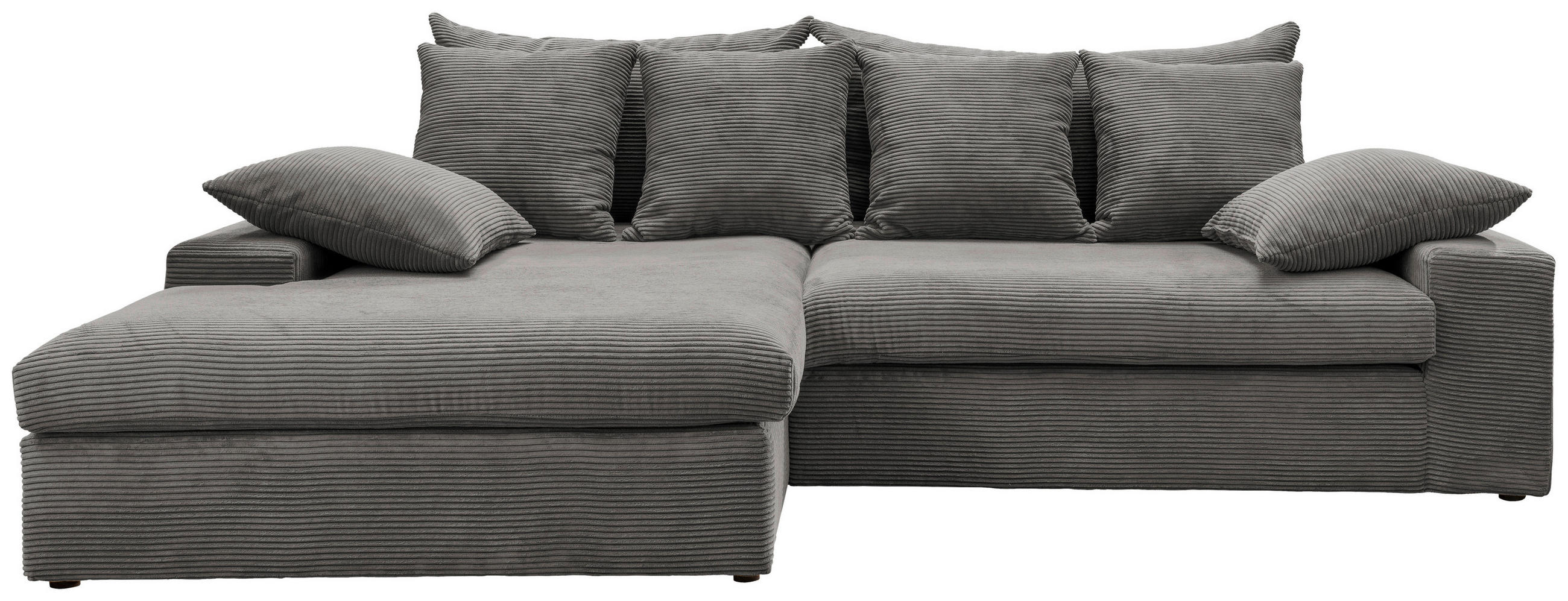 ECKSOFA in Cord Grau  - Schwarz/Grau, Modern, Kunststoff/Textil (200/278cm) - Livetastic