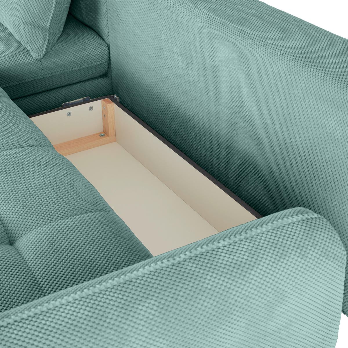 ECKSOFA in Struktur Türkis  - Türkis/Beige, Modern, Textil/Metall (189/266cm) - MID.YOU