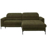 ECKSOFA in Flachgewebe Olivgrün  - Schwarz/Olivgrün, Design, Textil/Metall (252/191cm) - Dieter Knoll