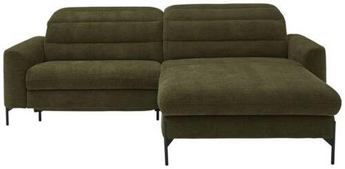 ECKSOFA in Flachgewebe Olivgrün  - Schwarz/Olivgrün, Design, Textil/Metall (252/191cm) - Dieter Knoll