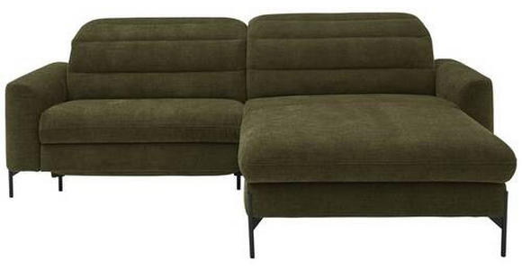 ECKSOFA in Flachgewebe Olivgrün  - Schwarz/Olivgrün, Design, Textil/Metall (252/191cm) - Dieter Knoll