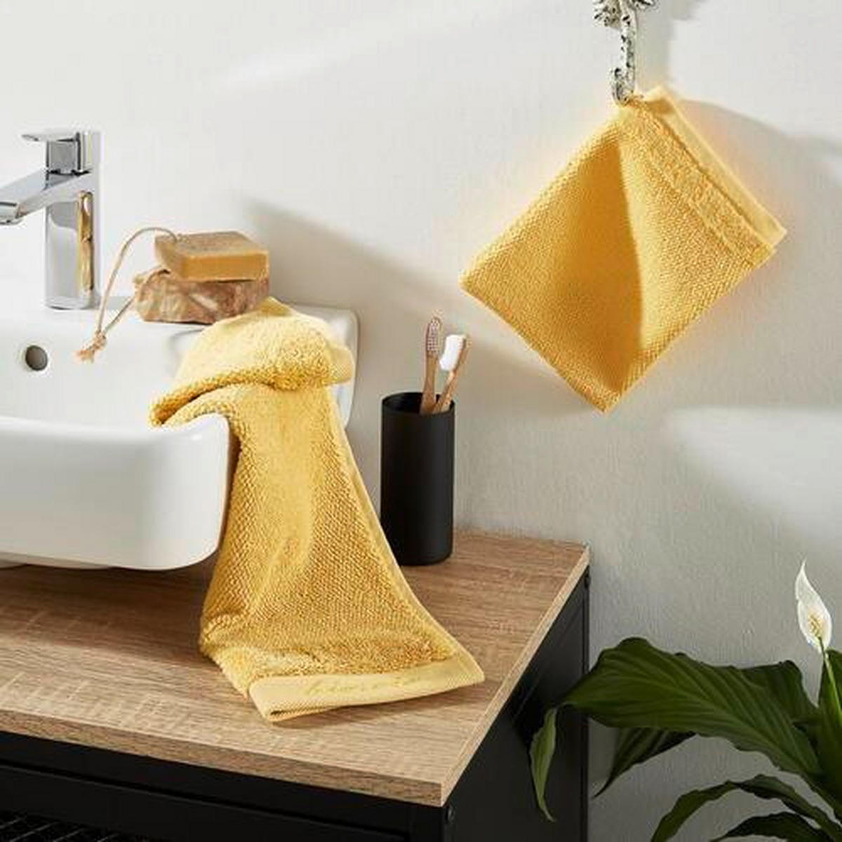 GÄSTETUCH BONITA Currygelb 4-teilig 30/50 cm  - Currygelb, Natur, Textil (30/50cm) - Bio:Vio