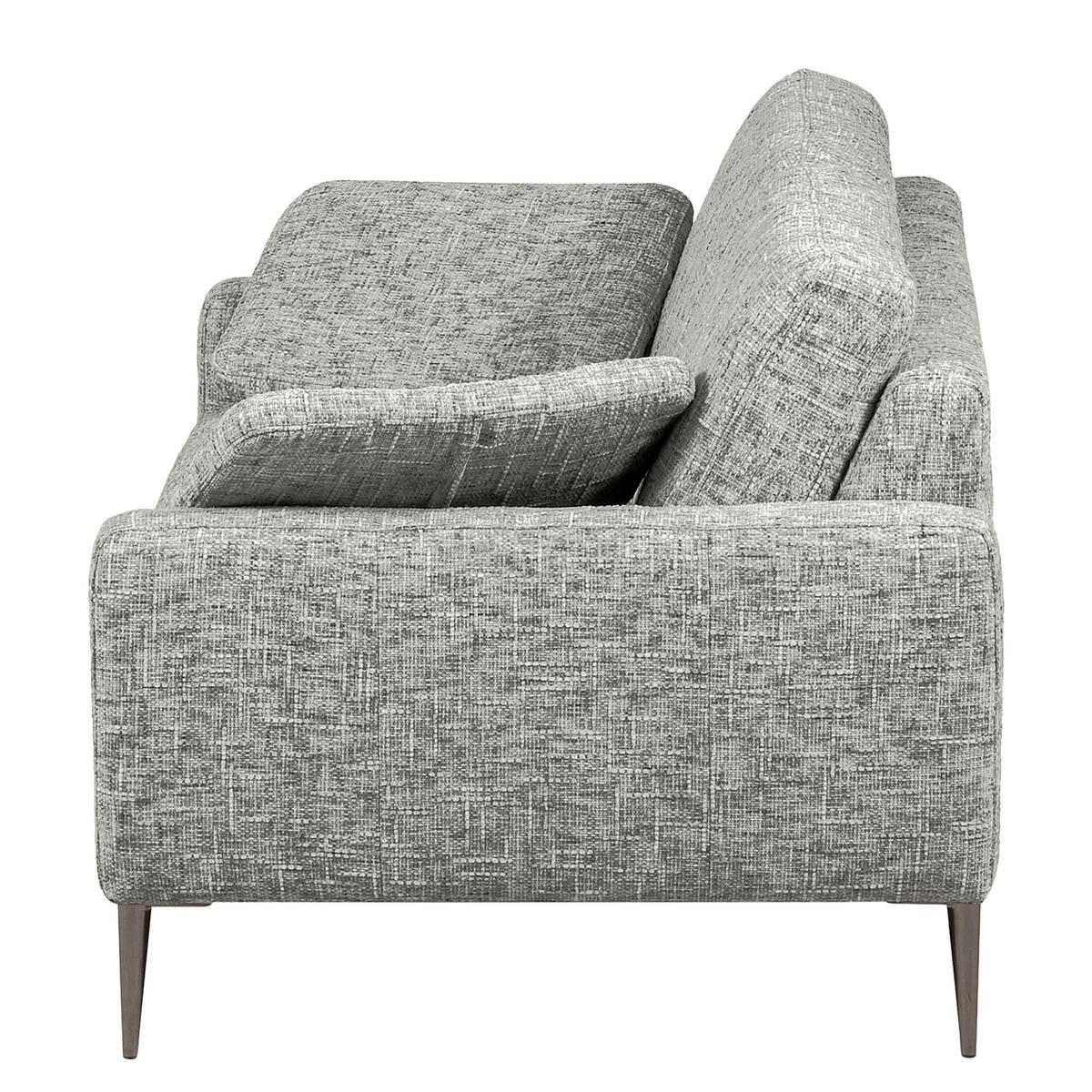 3,5-SITZER - Schwarzchrom/Grau, Design, Textil/Metall (207/85/92cm) - Livetastic