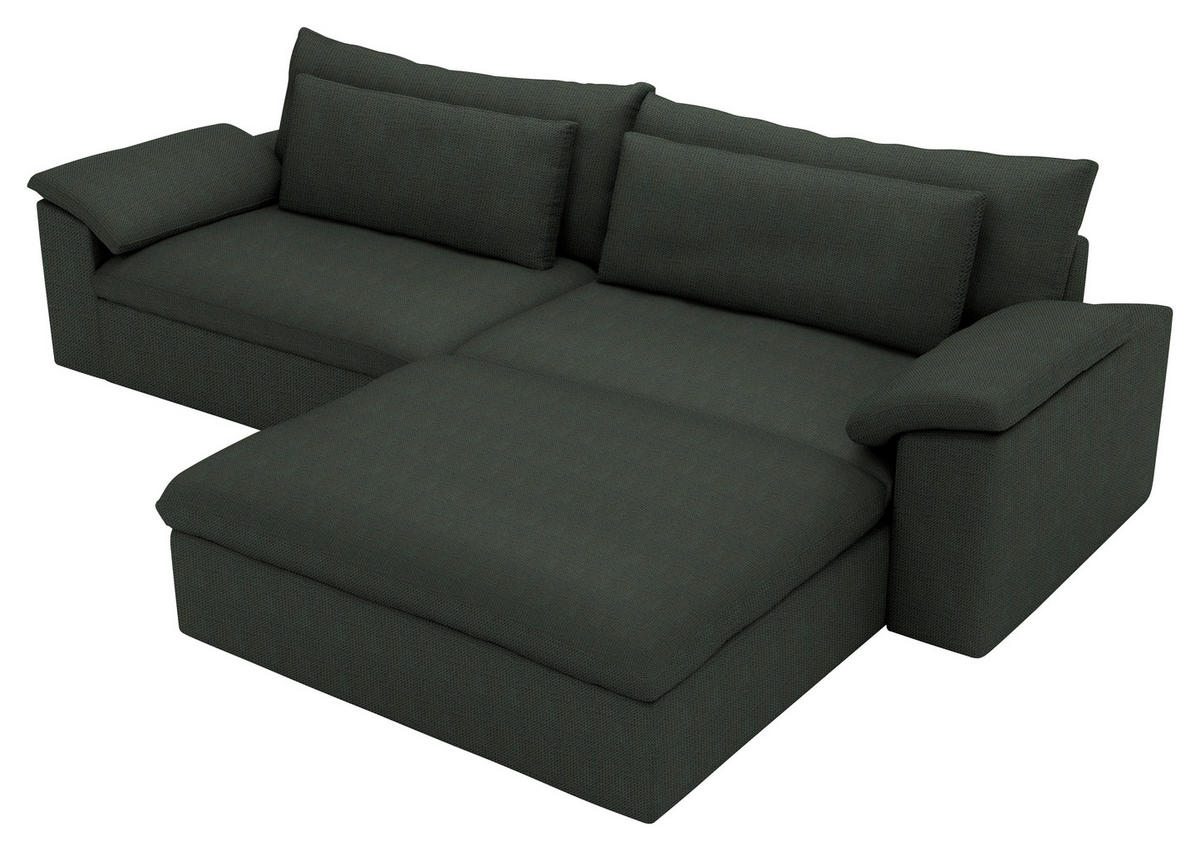ECKSOFA  Chenille Waldgrün  - Waldgrün/Schwarz, Modern, Kunststoff/Textil (306/198cm) - Carryhome