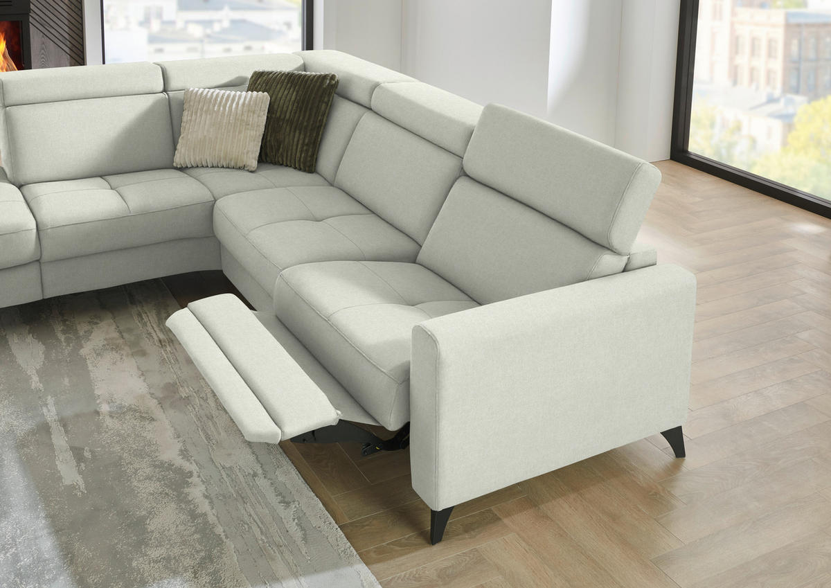 ECKSOFA Beldomo System in Flachgewebe Naturfarben  214/276 cm  - Schwarz/Naturfarben, KONVENTIONELL, Textil/Metall (214/276cm) - Beldomo System