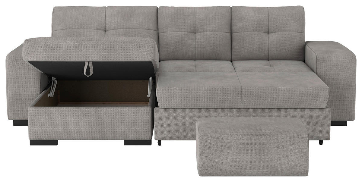 ECKSCHLAFSOFA Grau Mikrofaser  - Schwarz/Grau, MODERN, Kunststoff/Textil (156/268cm) - MID.YOU