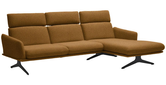 ECKSOFA in Flachgewebe Currygelb 259/152 cm - Currygelb/Schwarz, Design, Textil/Metall (259/152cm) - Dieter Knoll