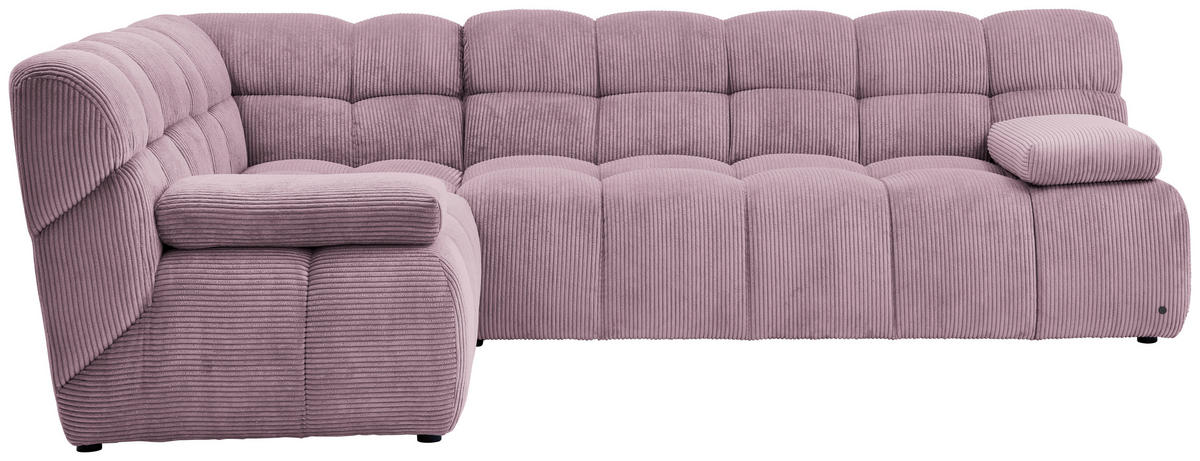 ECKSOFA Mauve Cord Rücken echt  - Mauve/Schwarz, KONVENTIONELL, Kunststoff/Textil (195/265cm) - Tom Tailor