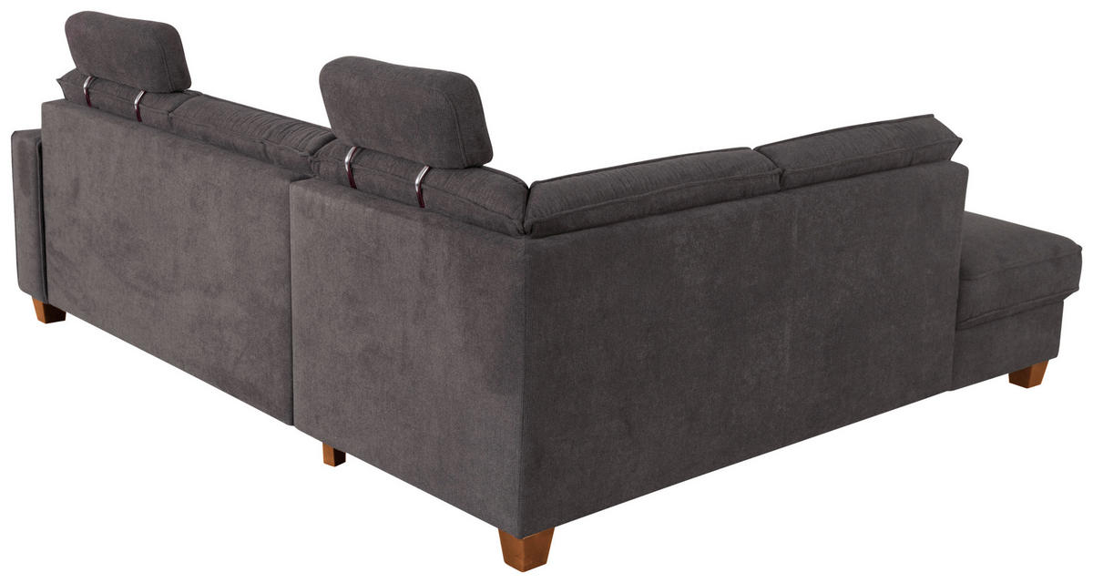 ECKSOFA in Flachgewebe Dunkelgrau  - Eichefarben/Dunkelgrau, Konventionell, Holz/Textil (213/236cm) - Sit & More