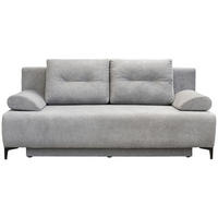 BOXSPRINGSOFA Mikrofaser Hellgrau  inkl. Rückenkissen, Armlehnenkissen, Bettkasten, Schlaffunktion  - Hellgrau/Schwarz, MODERN, Textil/Metall (201/100/105cm) - P & B