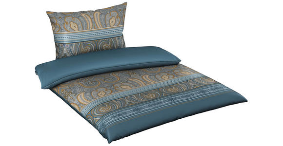 WENDEBETTWÄSCHE NATHANAEL Satin 140/200 cm - Blau, KONVENTIONELL, Textil (140/200cm) - Novel