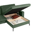 ECKSOFA in Cord Olivgrün  - Schwarz/Olivgrün, Design, Textil/Metall (302/180cm) - Venda