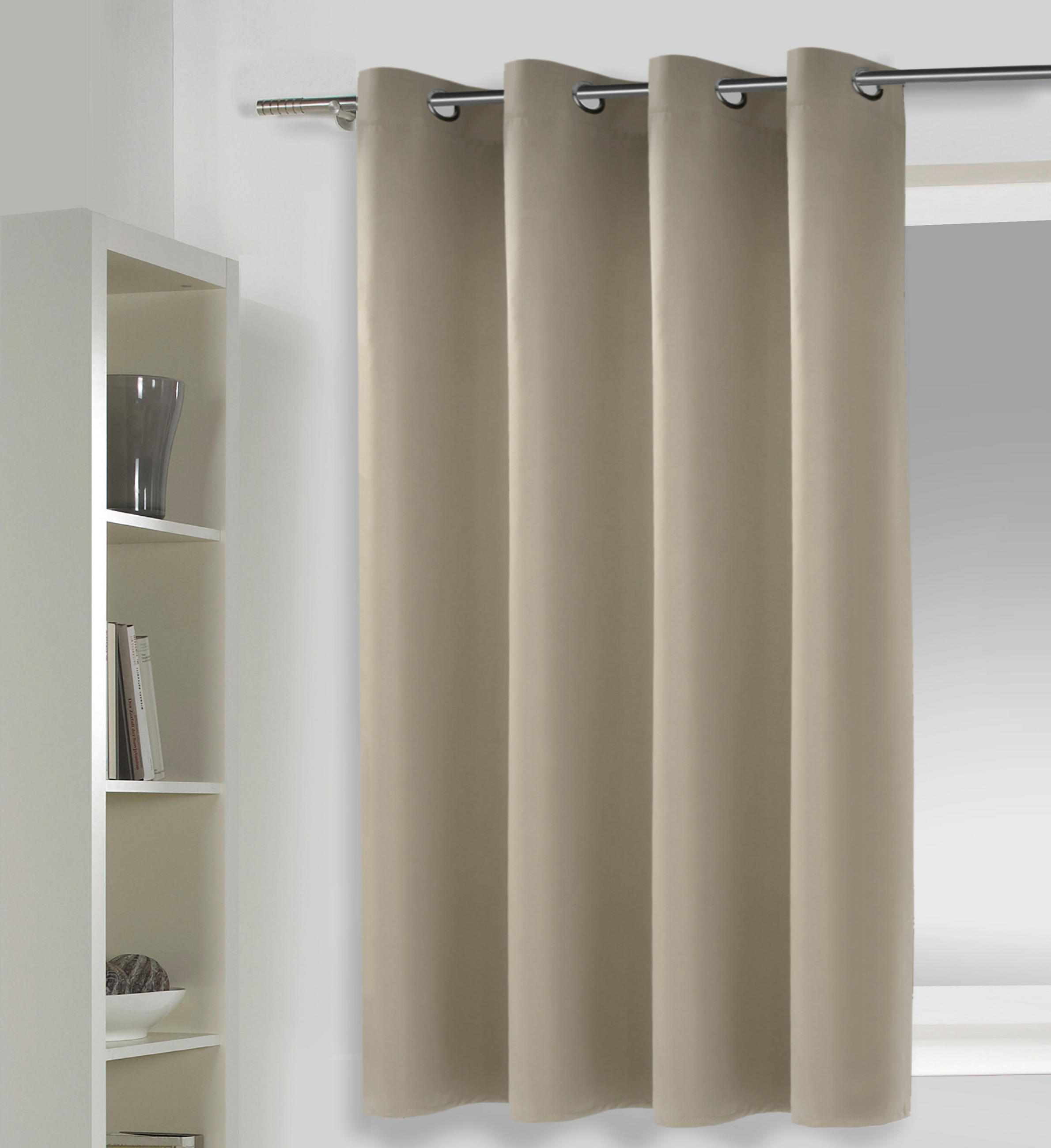 ZÁVĚS S OČKY, neprůsvitné, 135/175 cm - šedavě hnědá, Basics, plast (135/175cm) - Esposa