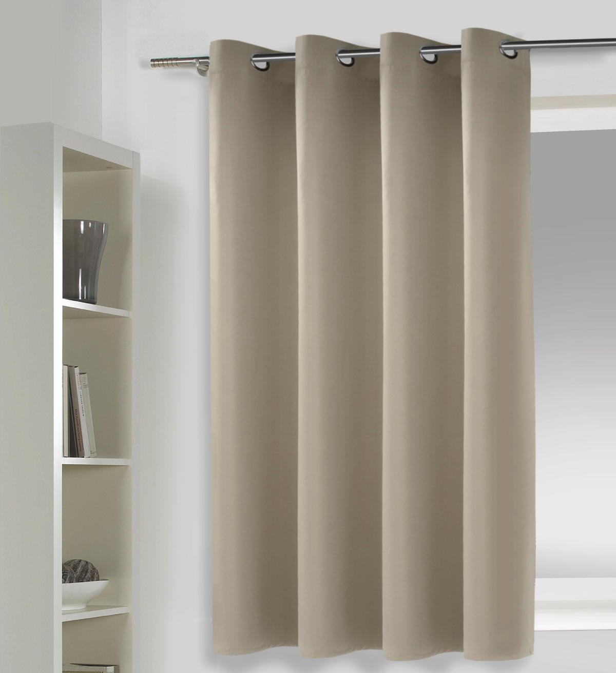 ZÁVĚS S OČKY, neprůsvitné, 135/175 cm - šedavě hnědá, Basics, plast (135/175cm) - Esposa