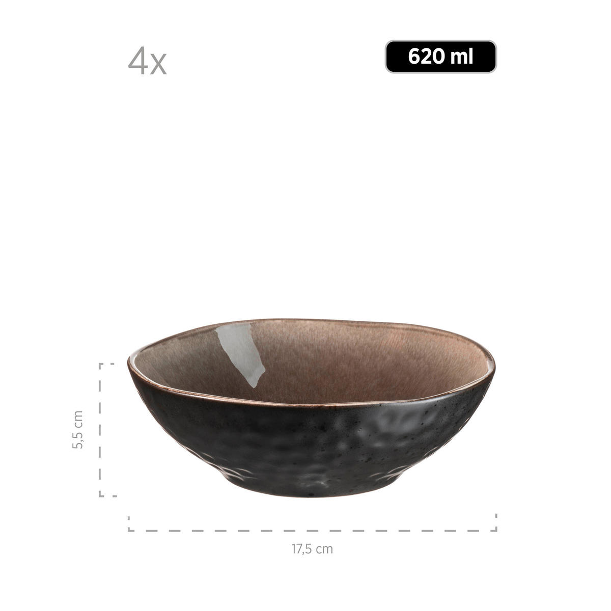 KOMBISERVICE Braun, Schwarz Niara Organic 16-teilig 4 Personen  - Schwarz/Braun, Basics, Keramik - Mäser