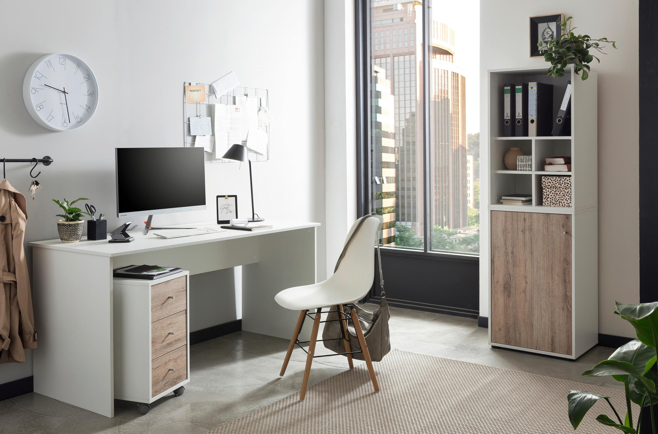 AKTENSCHRANK Weiß, Wildeiche  - Wildeiche/Weiß, MODERN, Holzwerkstoff (50,9/165,2/41cm) - MID.YOU