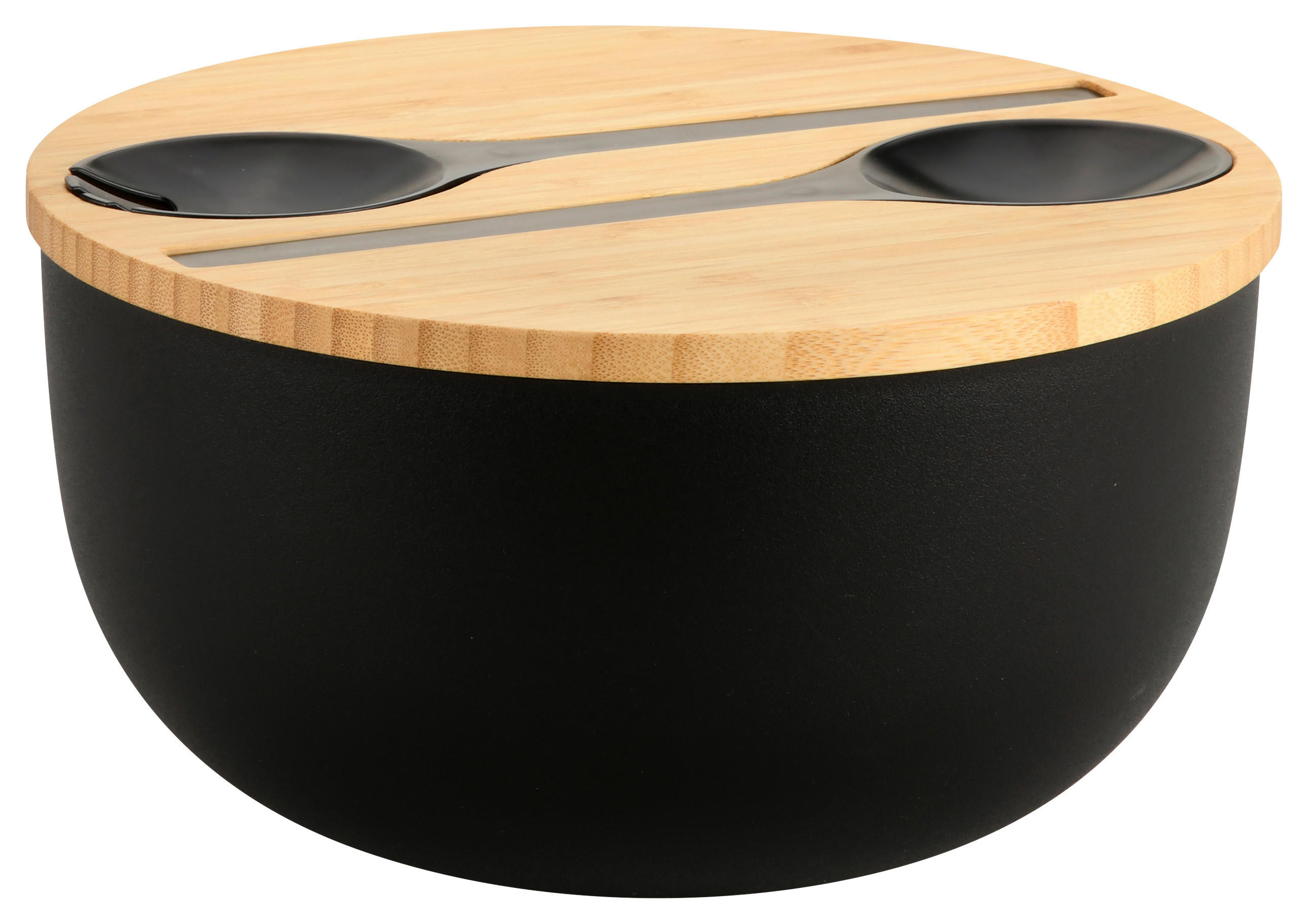 SALATSCHÜSSEL   - Hellbraun/Schwarz, Basics, Holz/Kunststoff (24/13/13cm) - Kesper