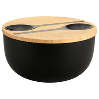 SALATSCHÜSSEL   - Hellbraun/Schwarz, Basics, Holz/Kunststoff (24/13/13cm) - Kesper