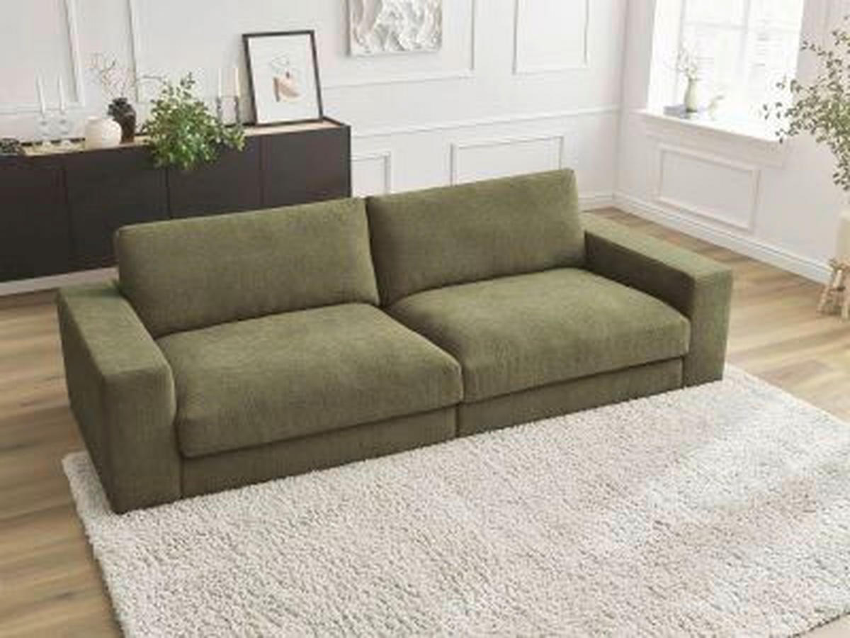 3-SITZER-SOFA LEONARD Struktur Grün  - Schwarz/Grün, MODERN, Kunststoff/Textil (274/77/109cm)