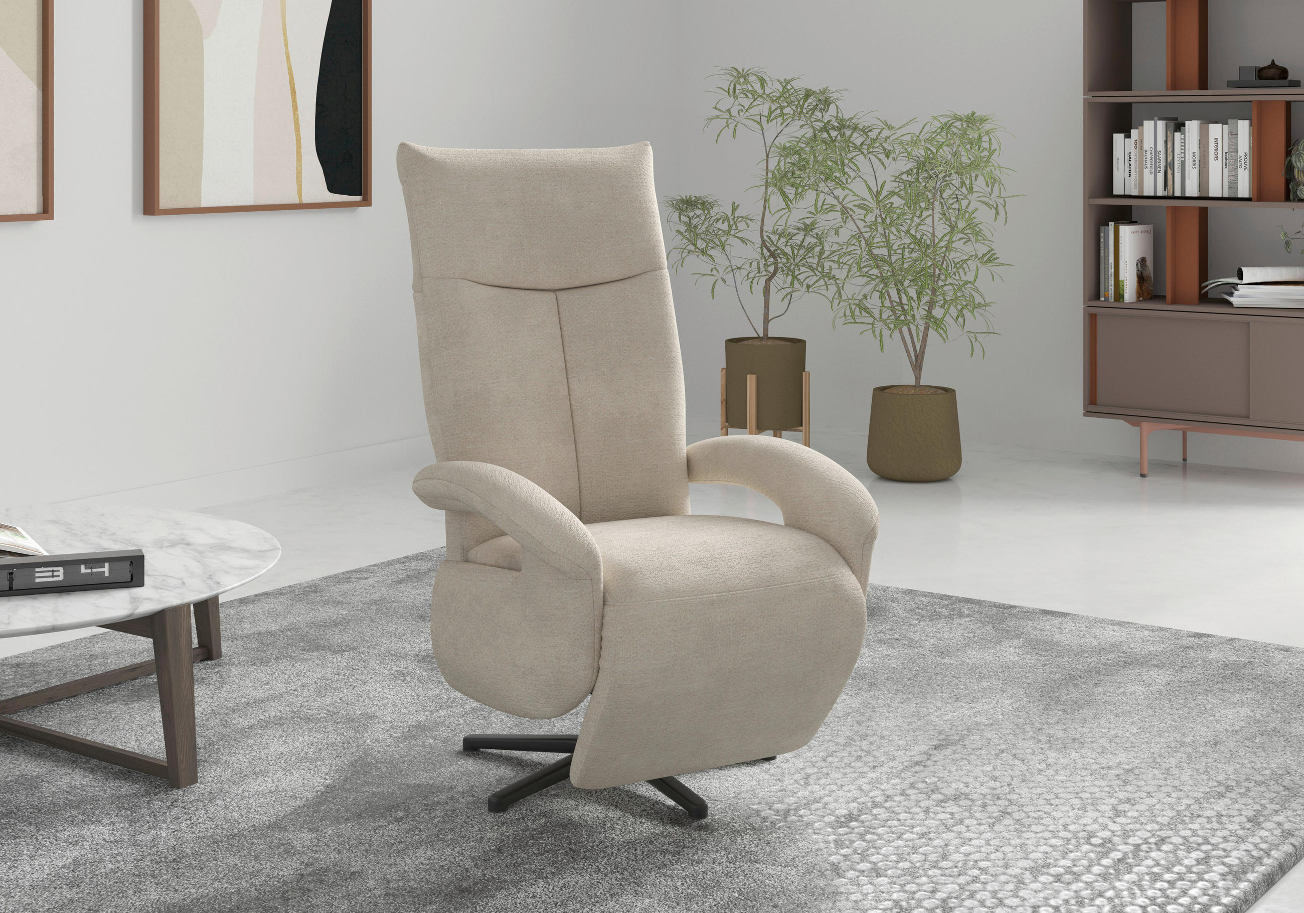SESSEL in Chenille Sandfarben  - Sandfarben/Schwarz, MODERN, Textil/Metall (74/112/82cm) - Sit & More