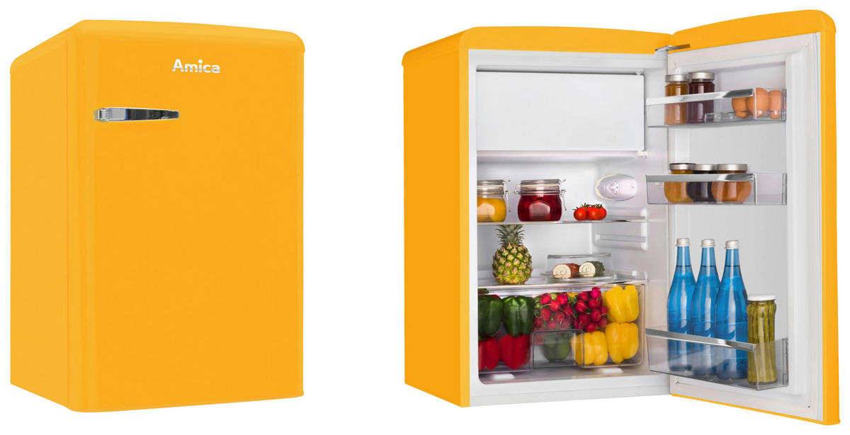 KÜHLSCHRANK 55/86/61,5 cm KS 15613 Y  - Gelb, Basics, Glas/Metall (55/86/61,5cm) - Amica
