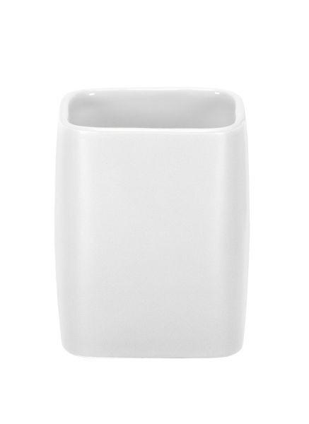 ZAHNPUTZBECHER Cubic  - Weiß, Basics, Keramik (7,6/9,5cm) - Kleine Wolke