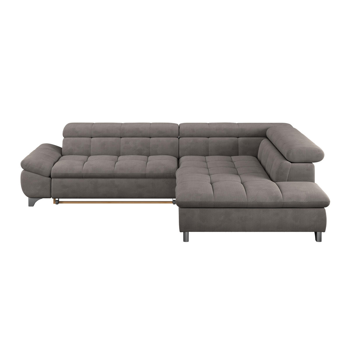 ECKSOFA Braun Chenille  - Chromfarben/Braun, KONVENTIONELL, Textil/Metall (312/234cm) - Livetastic