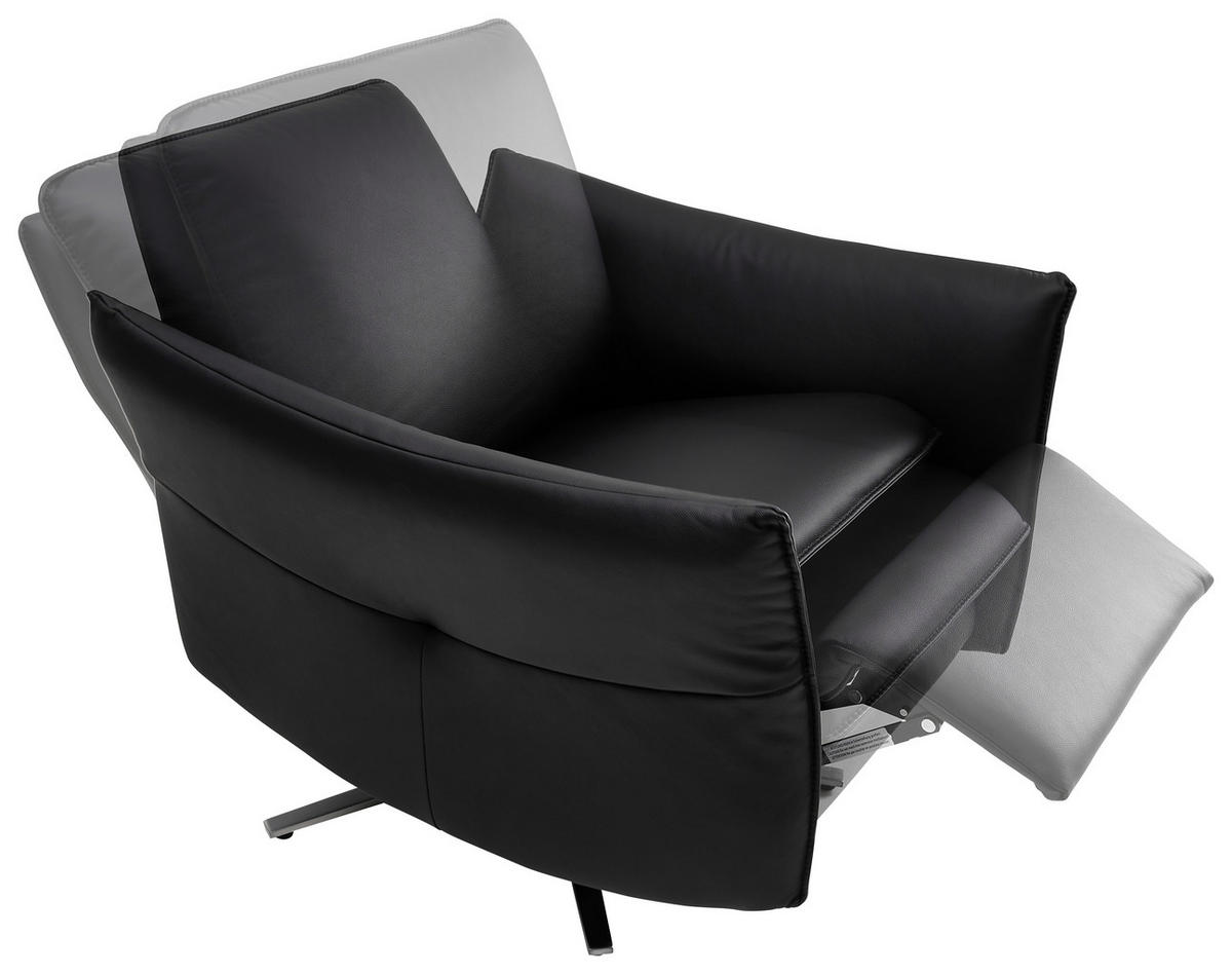 SESSEL Echtleder Schwarz    - Edelstahlfarben/Schwarz, Design, Leder/Metall (80/88/94cm) - Himolla Komfortklass